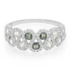 Nicht erhitzter Grüner Saphir-Silberring