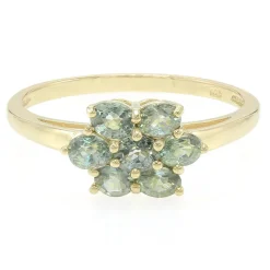 Nicht erhitzter Grüner Saphir-Silberring