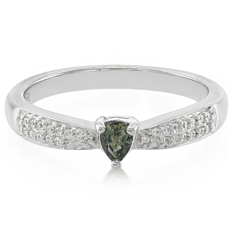 Nicht erhitzter Pfauen-Saphir-Silberring