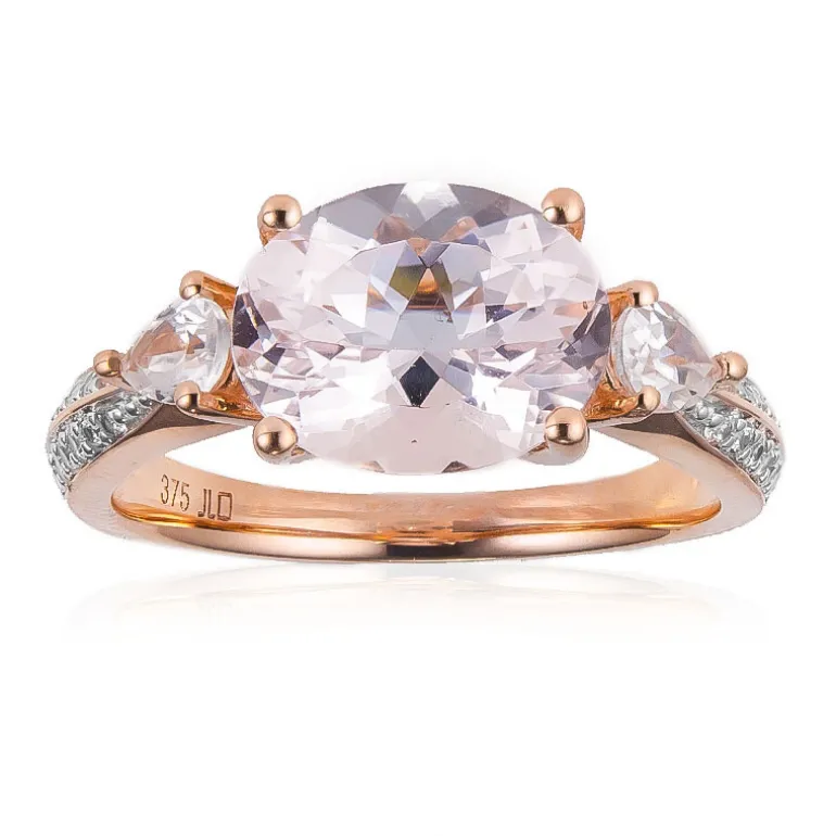 Nicht erhitzter Pinkfarbener Beryll-Goldring