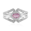 Nicht erhitzter Pinkfarbener Ceylon-Saphir-Silberring