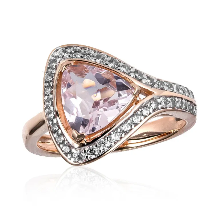 Nicht erhitzter Pinkfarbener Beryll-Goldring