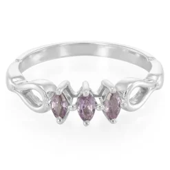 Nicht erhitzter Purpurfarbener Ceylon-Saphir-Silberring