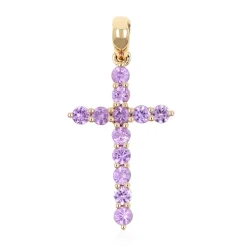 Nicht erhitzter Purpurfarbener Ceylon-Saphir-Goldanhänger