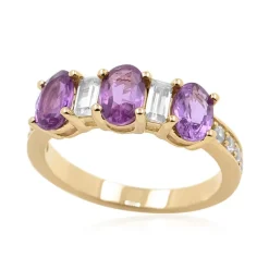 Nicht erhitzter Purpurfarbener Ceylon-Saphir-Goldring