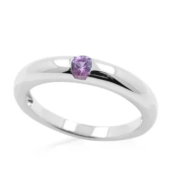 Nicht erhitzter Purpurfarbener Ceylon-Saphir-Silberring