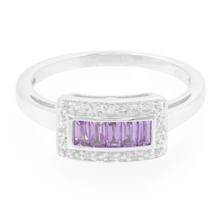 Nicht erhitzter Purpurfarbener Ceylon-Saphir-Silberring