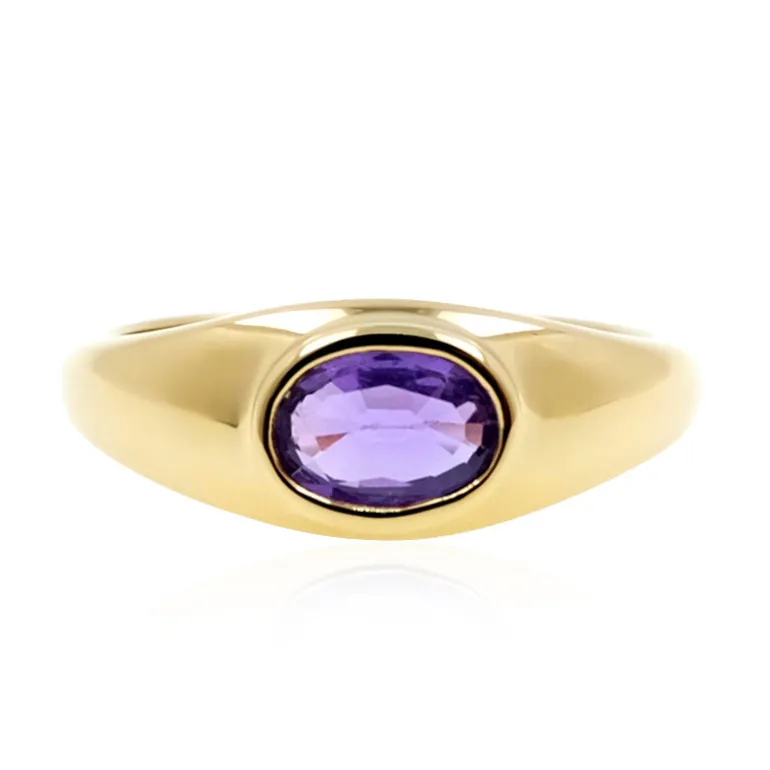 Nicht erhitzter Purpurfarbener Ceylon-Saphir-Goldring