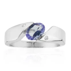 Nicht erhitzter Tansanit-Silberring