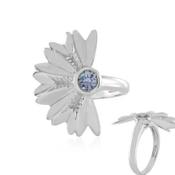 Nicht erhitzter Tansanit-Silberring (SAELOCANA)