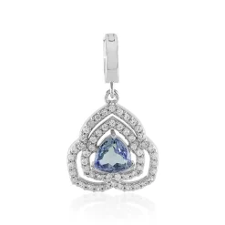 Nicht erhitzter Tansanit-Silberanhänger