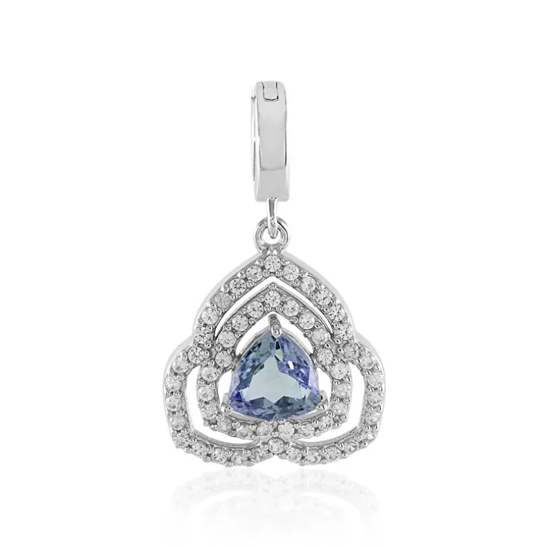 Nicht erhitzter Tansanit-Silberanhänger