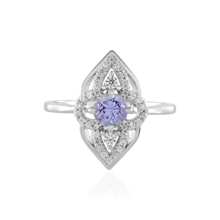 Nicht erhitzter Tansanit-Silberring