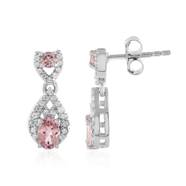 Nigerianischer Pinkfarbener Turmalin-Silberohrringe
