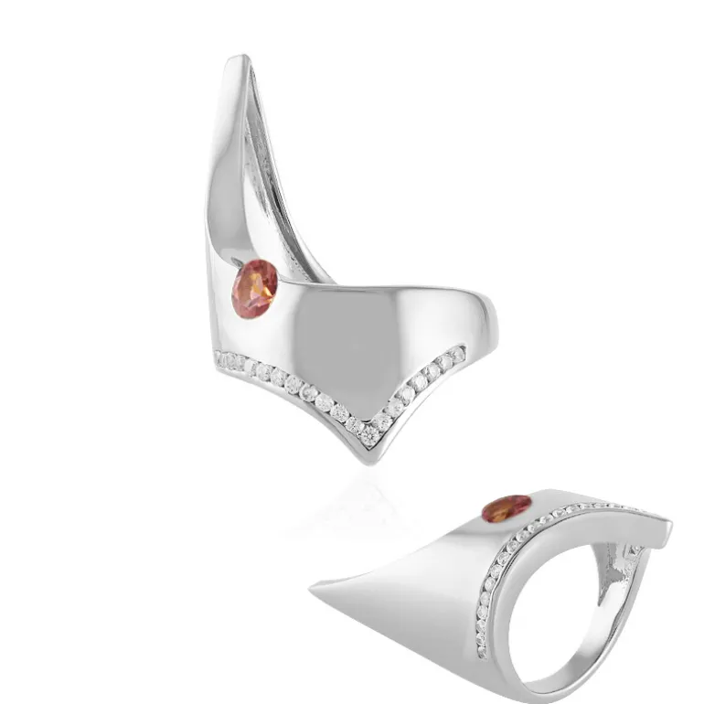 Nigerianischer Pinkfarbener Turmalin-Silberring (de Melo)