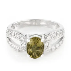 Oliven-Quarz-Silberring