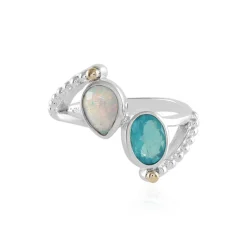 Opal-Silberring mit Gold (Granulieren)