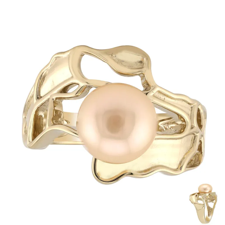 Orange Süßwasserzuchtperlen-Silberring (TPC)