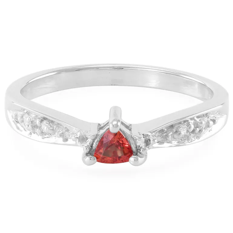 Oranger Saphir-Silberring