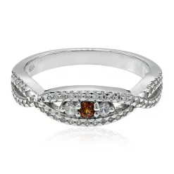 Oranger Saphir-Silberring