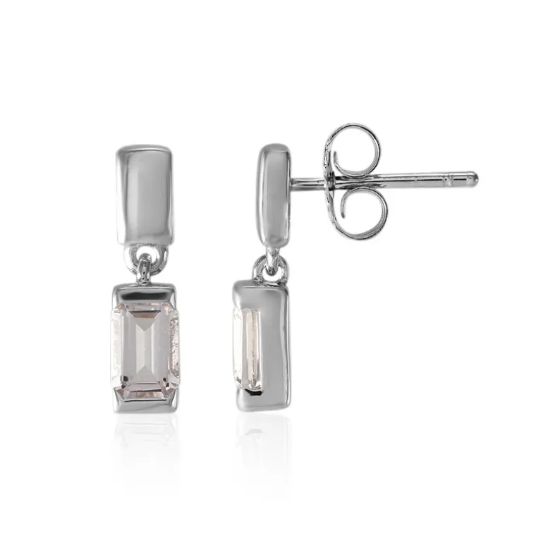 Ouro Preto-Pinkfarbener Topas-Silberohrringe