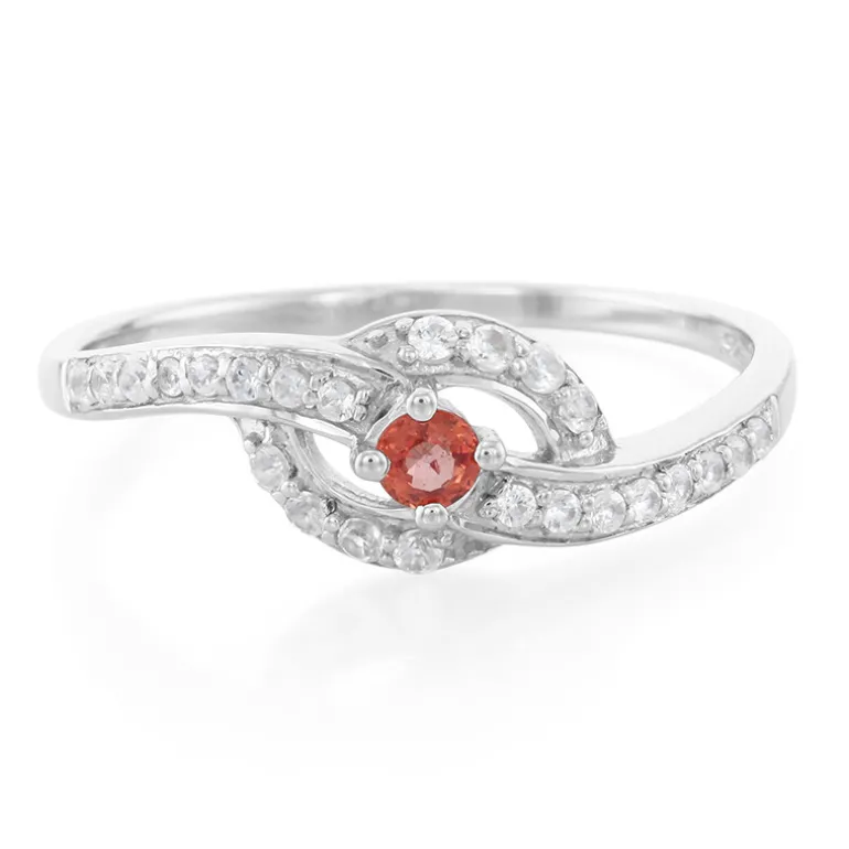 Padparadscha-Saphir-Silberring