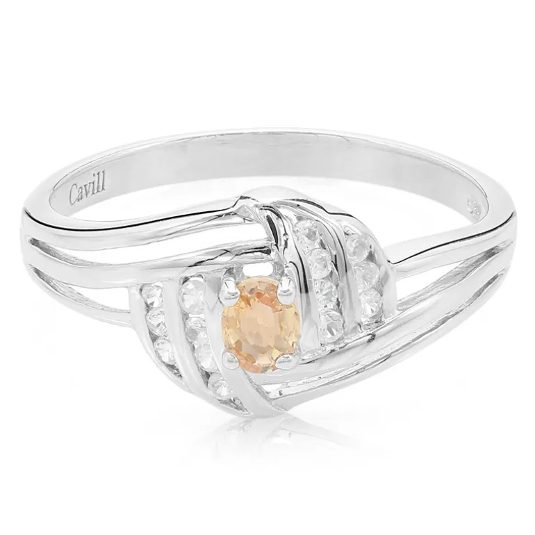 Padparadscha-Saphir-Silberring