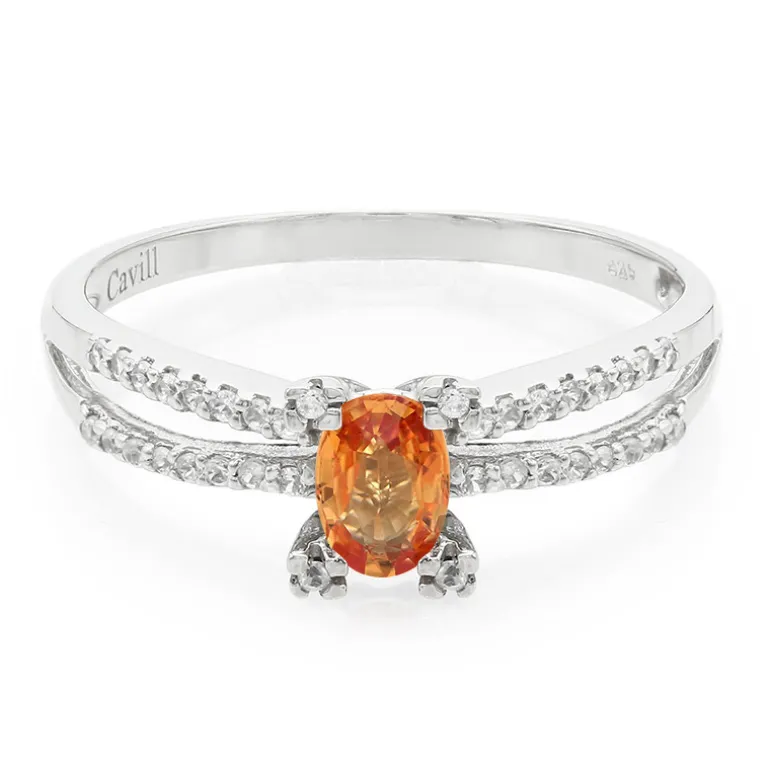 Padparadscha-Saphir-Silberring