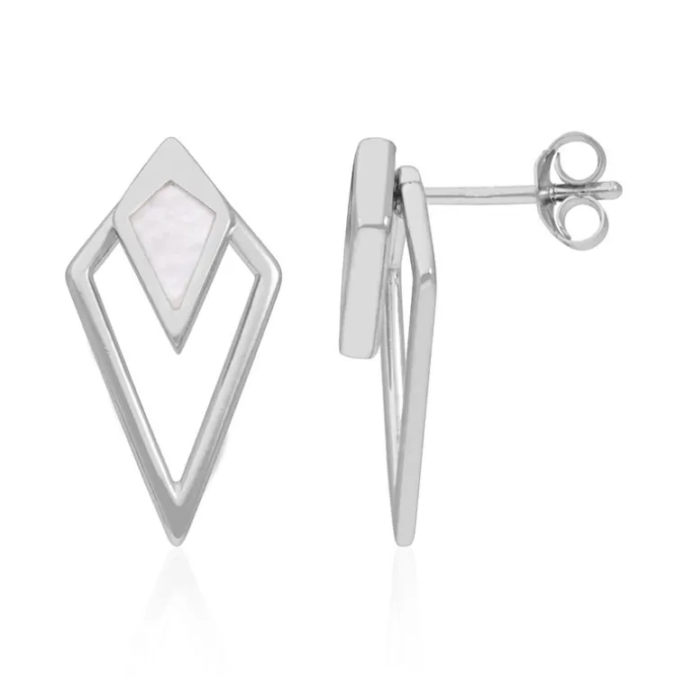 Perlmutt-Silberohrringe