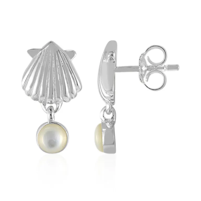 Perlmutt-Silberohrringe