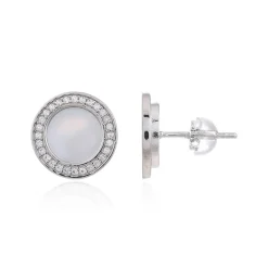 Perlmutt-Silberohrringe