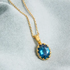 Petrol-Kyanit-Silberanhänger