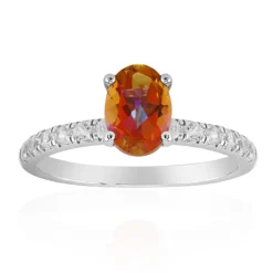 Pfirsichfarbener Mystik-Quarz-Silberring