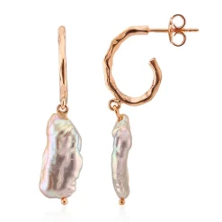 Pinkfarbene Süßwasserzuchtperlen-Silberohrringe (TPC)