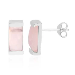 Pinkfarbener Chalzedon-Silberohrringe