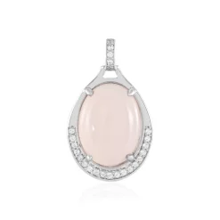 Pinkfarbener Chalzedon-Silberanhänger