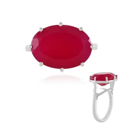 Pinkfarbener Chalzedon-Silberring