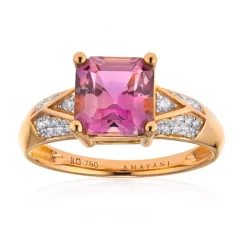 Pinkfarbener Diaspor-Goldring (AMAYANI)