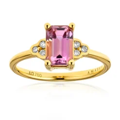 Pinkfarbener Diaspor-Goldring (AMAYANI)