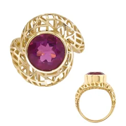 Pinkfarbener Fluorit-Goldring (Ornaments by de Melo)