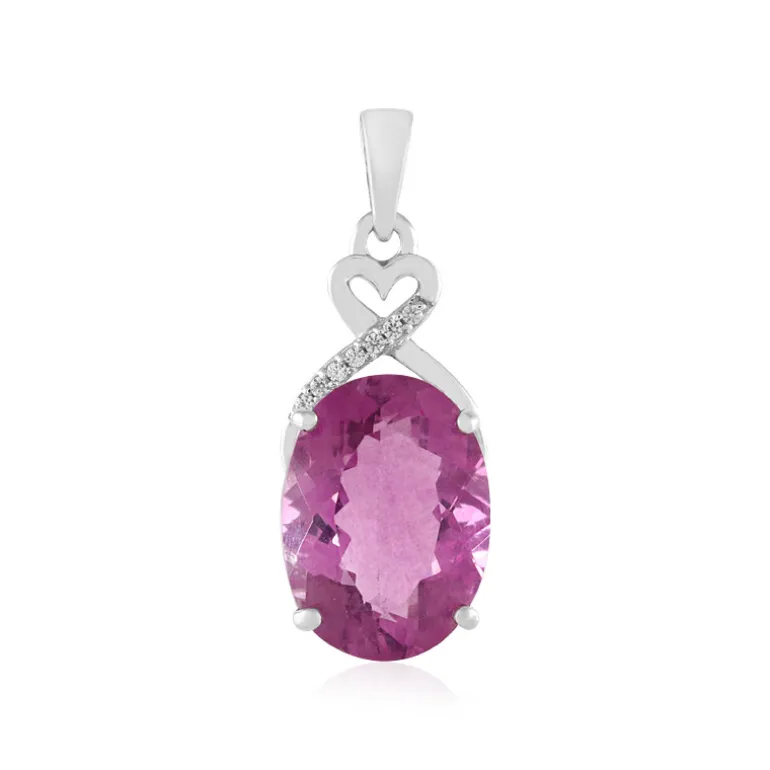 Pinkfarbener Fluorit-Silberanhänger