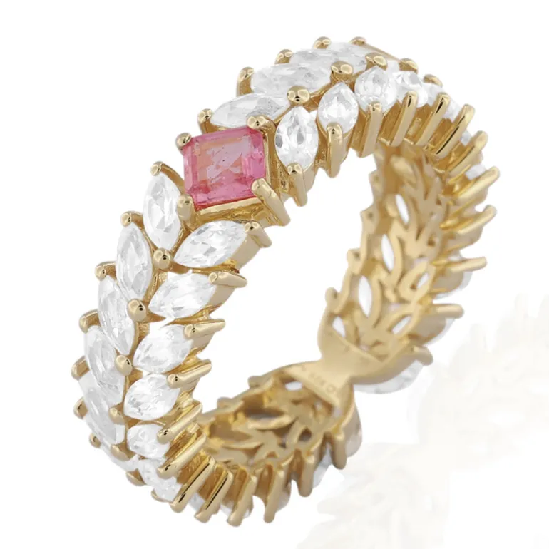 Pinkfarbener Madagaskar-Saphir-Silberring (de Melo)