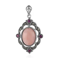 Pinkfarbener Opal-Silberanhänger (Annette classic)