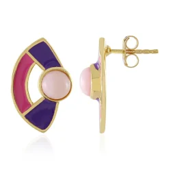 Pinkfarbener Opal-Silberohrringe