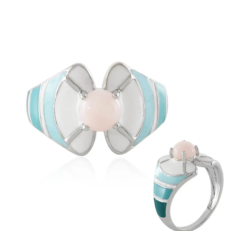 Pinkfarbener Opal-Silberring