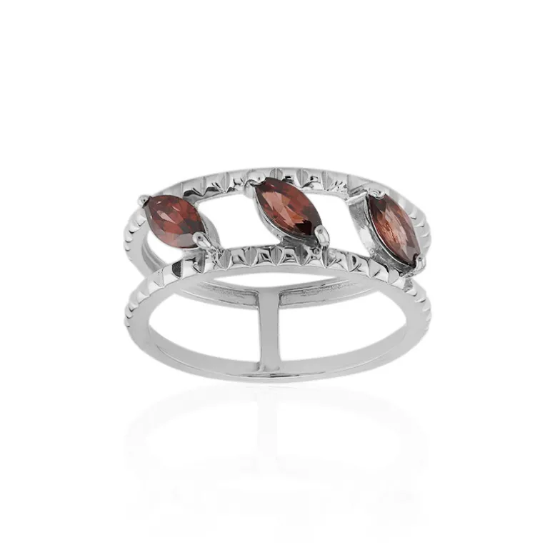 Pinkfarbener Zirkon-Silberring