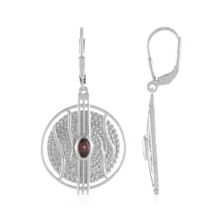 Pinkfarbener Zirkon-Silberohrringe