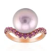 Purpurfarbene Ming-Perlen-Silberring