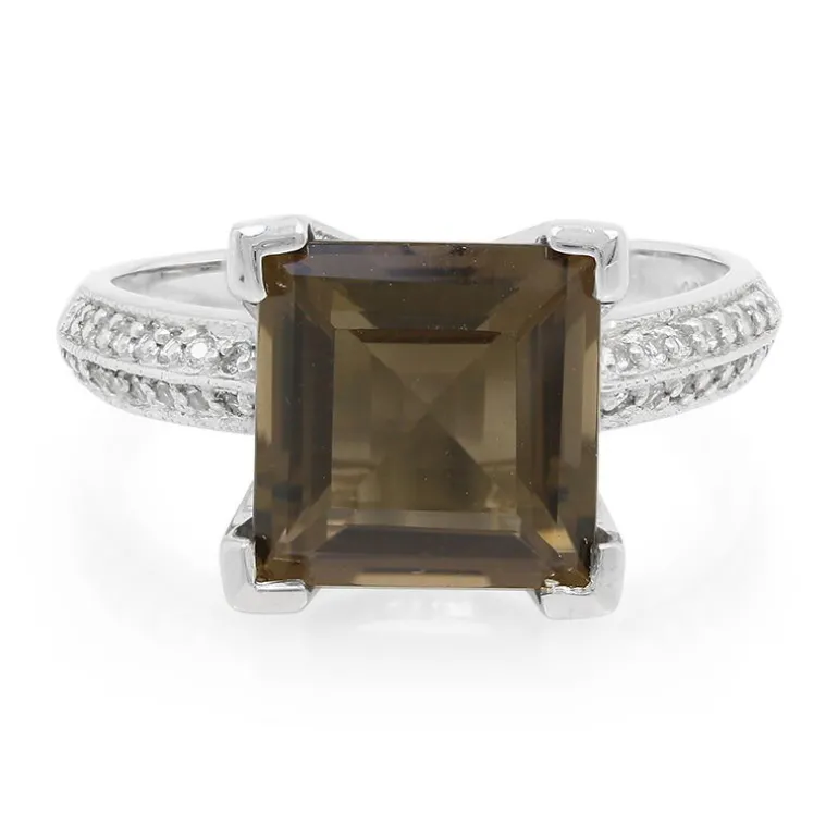 Rauchquarz-Silberring