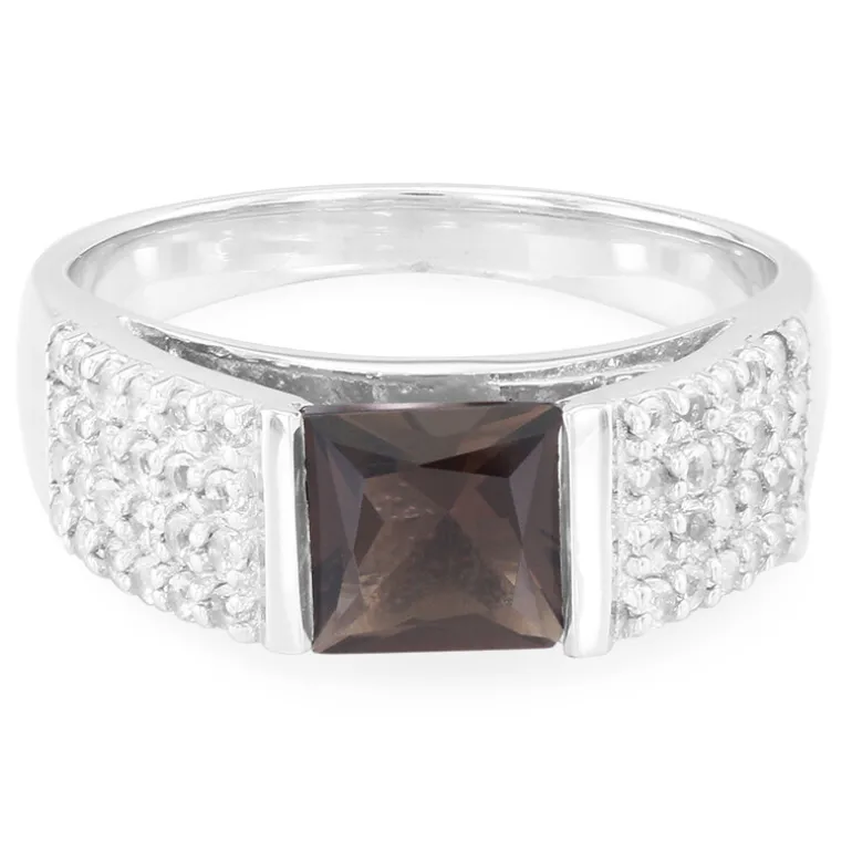 Rauchquarz-Silberring